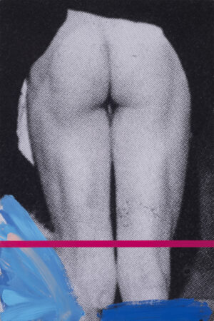 Big Ass, photograph on MDF board, self-adhesive tape, acrylic, 90 x 60 x 3 cm, 2023 Using a fragment of a photograph by Günter K. Kühnel from the book Tadeusz Kantor Theater des Todes, 1982, from the Foksal Gallery Archive